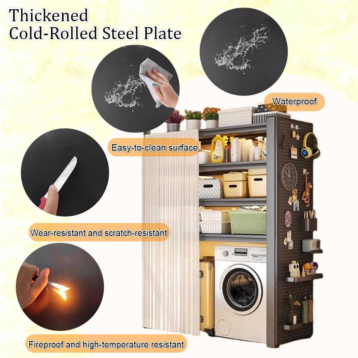 Regale für Waschmaschine und Trockner, verstellbare und robuste Metallregale, Regal für Waschmaschine und Trockner, Regal für Waschmaschine (183 cm, 3 Etagen, 90 x 40 cm)