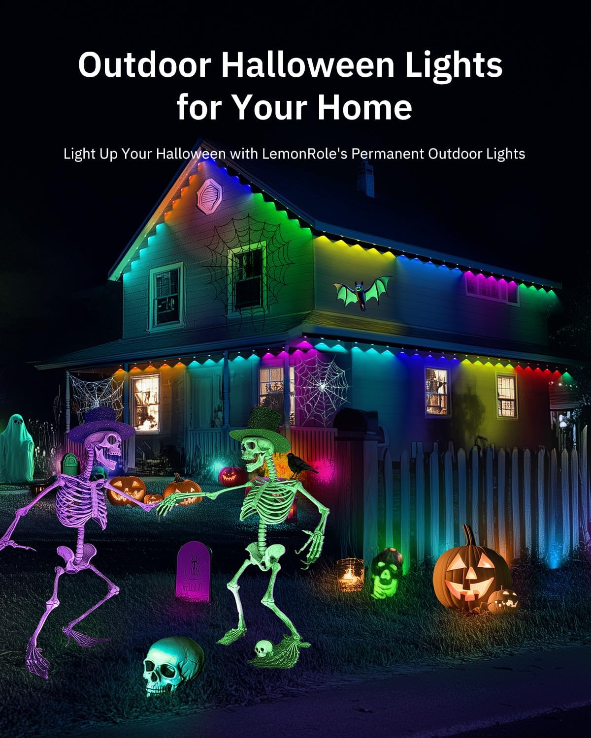 Smart Permanent Outdoor Lights, RGB+IC Eaves Light for House, LED Lights Outside with 16 Million DIY Colors, DIY Scene Modes,Music Sync Patio Light for Halloween Christmas Holiday Daily Decorations