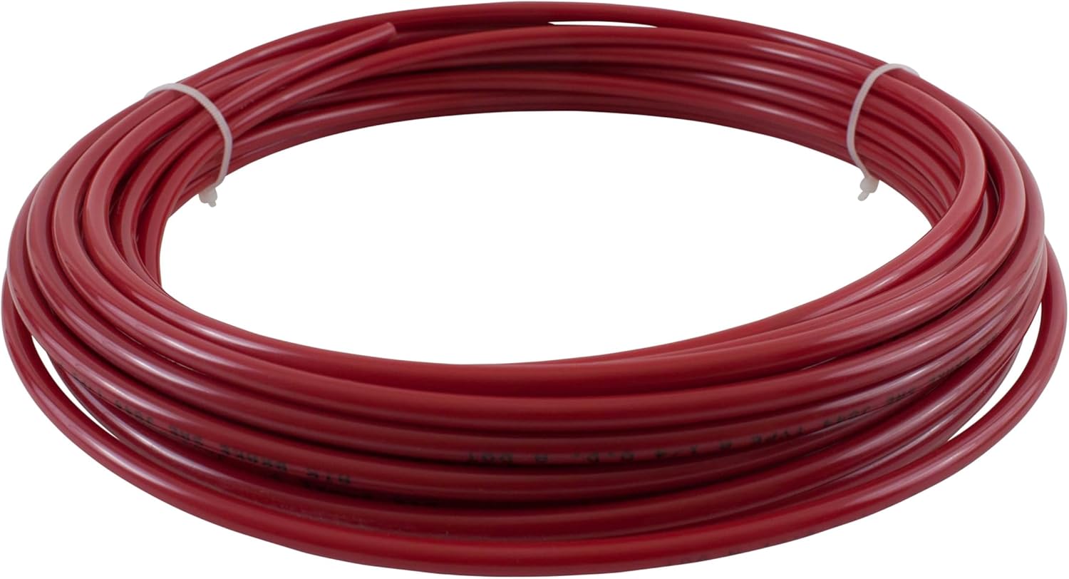 Mytee Products 3/8" OD x 50' Red SAE J844 Nylon Air Brake Tubing DOT Approved | Pneumatic Nylon Air Line Hose for Air Brake System