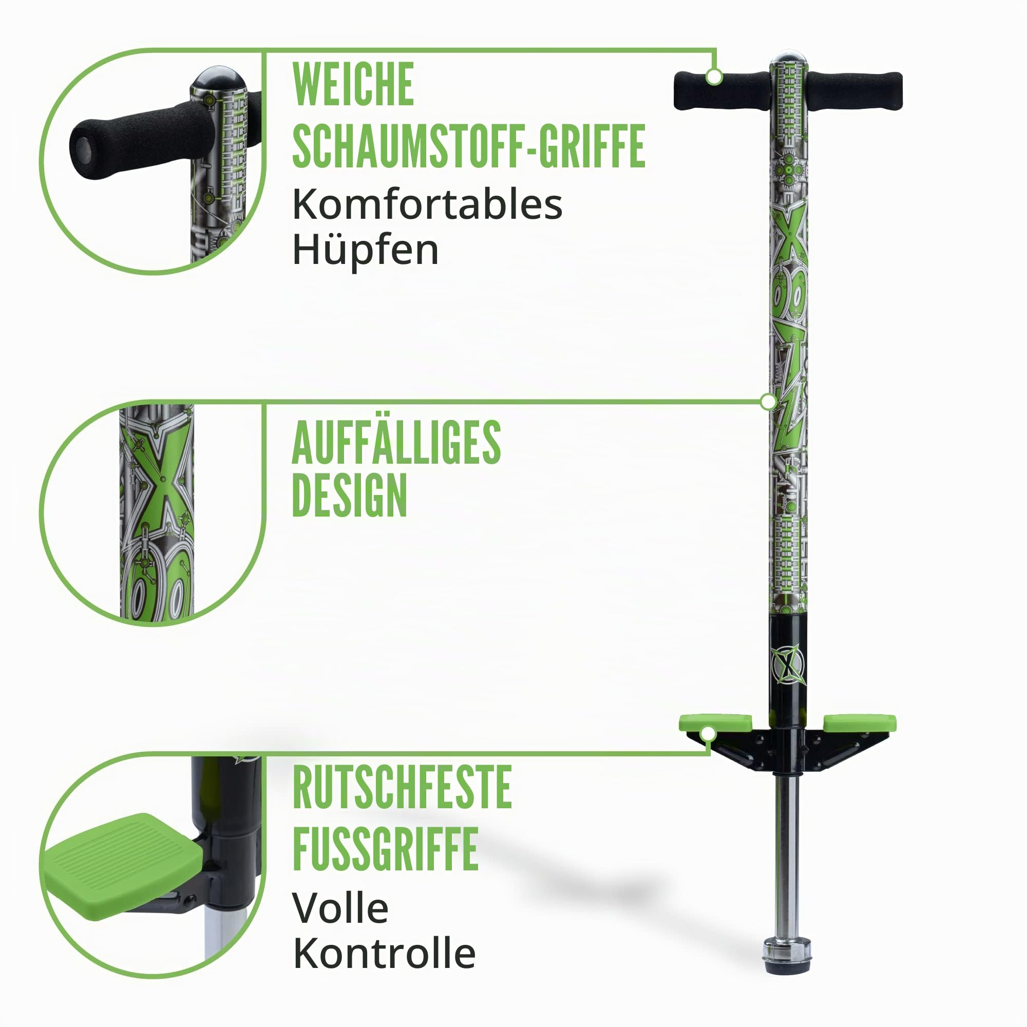 Xootz Pogo Stick | Industriedesign für Kinder, Jungen und Mädchen, weicher Schaumstoff-Lenker, ab 5 Jahren, bis zu 35 kg