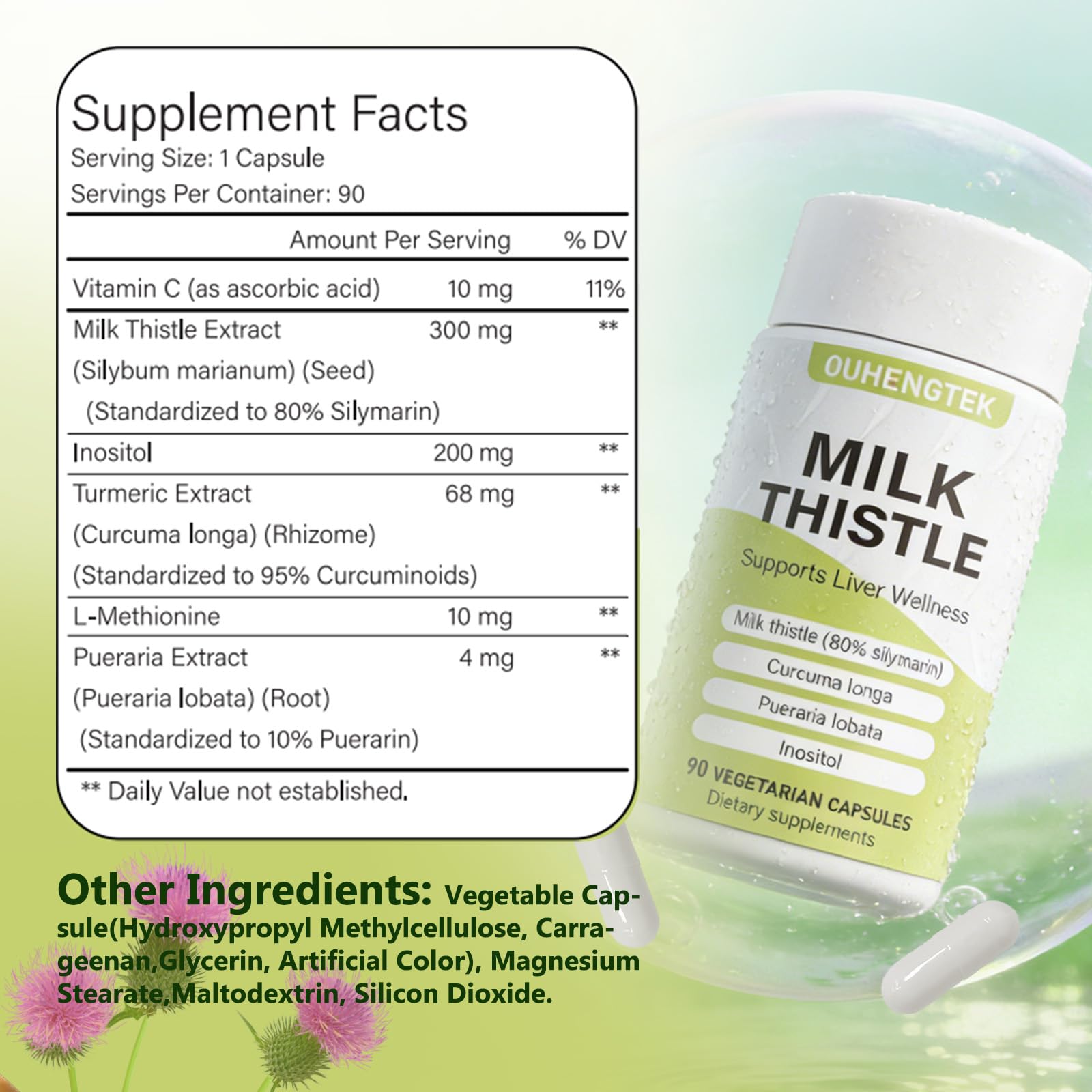 Milk Thistle Extract 80% Silymarin Capsules, 300mg Milk Thistle Liver Detox & Digestive Support Supplement, Antioxidant for Liver Cleanse, 90 Capsules — Amazon image 4