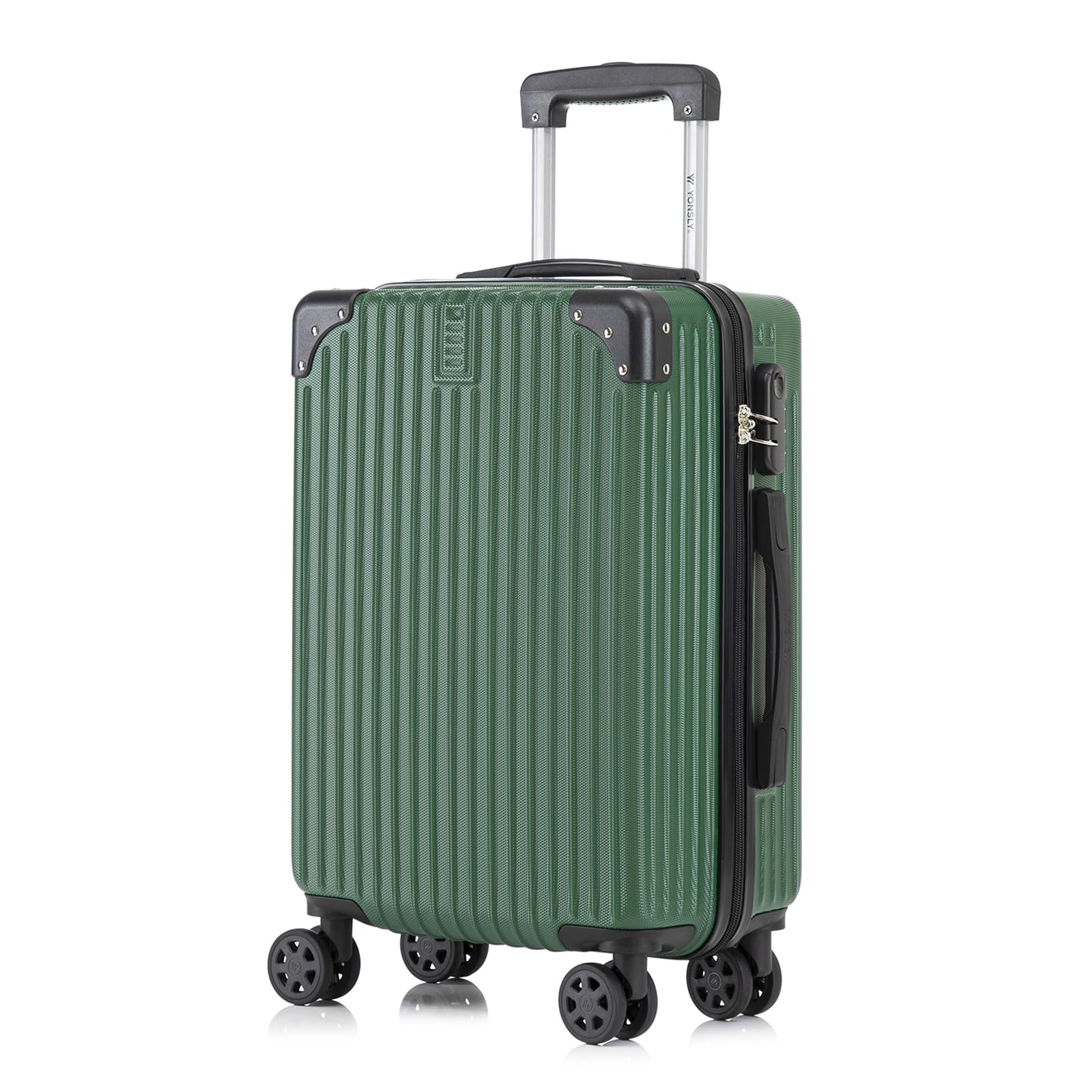 yonsly Trolley Reisekoffer – ABS Hartschalen Travel Suitcase mit 4 Rollen, Dunkelgrün