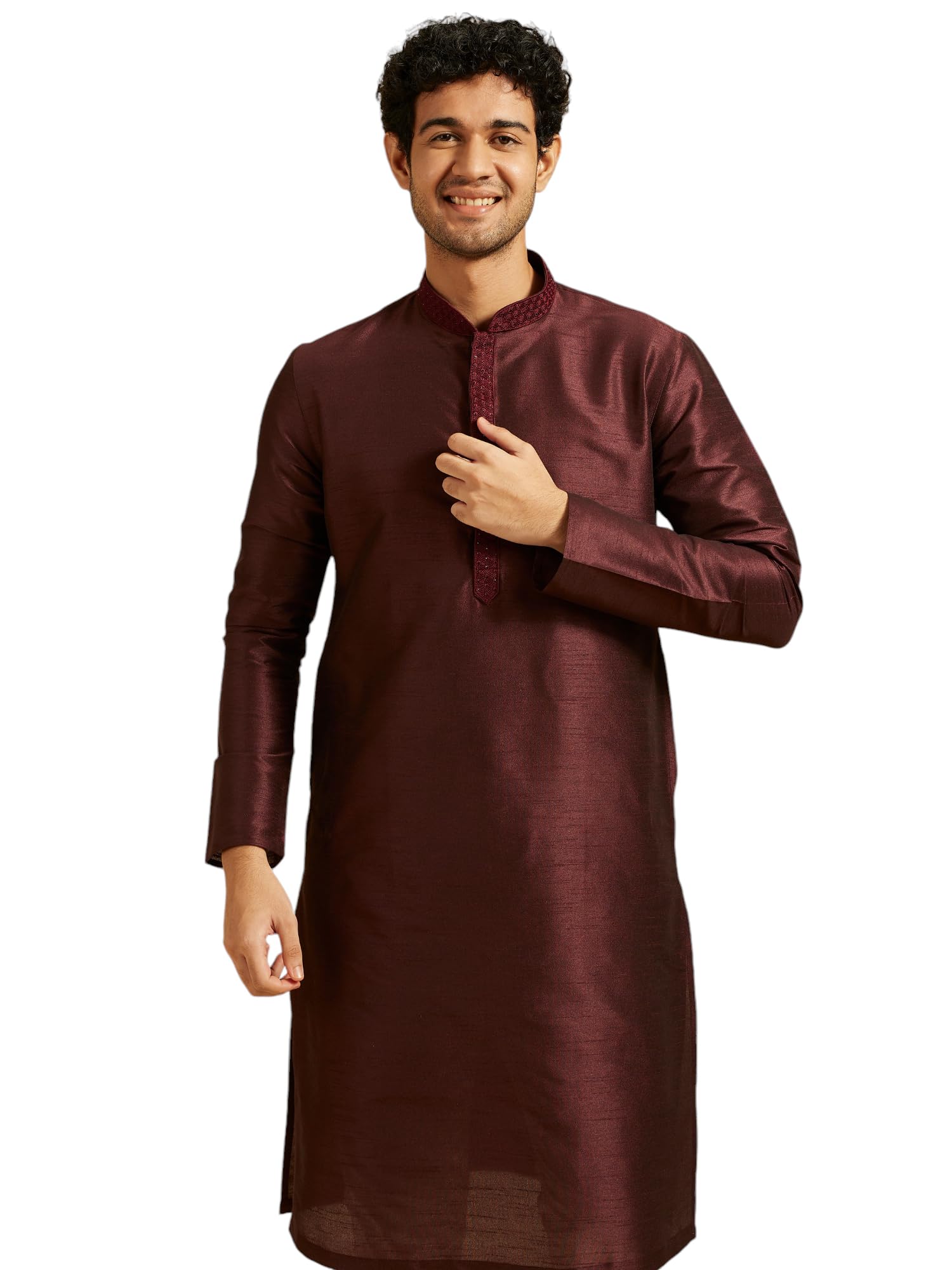 diwas by manyavar Men's Art Silk Solid Kurta (1pc)-picture-27