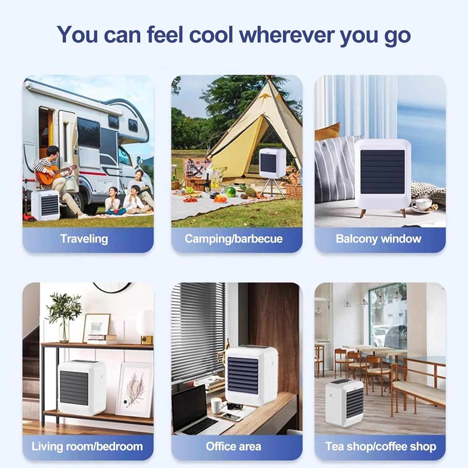 Evaporative Air Cooler, 3 Speed Mini Portable Swamp Coolers with Humidifier, Bedroom, Home Office, and Camping, USB Rechargeable