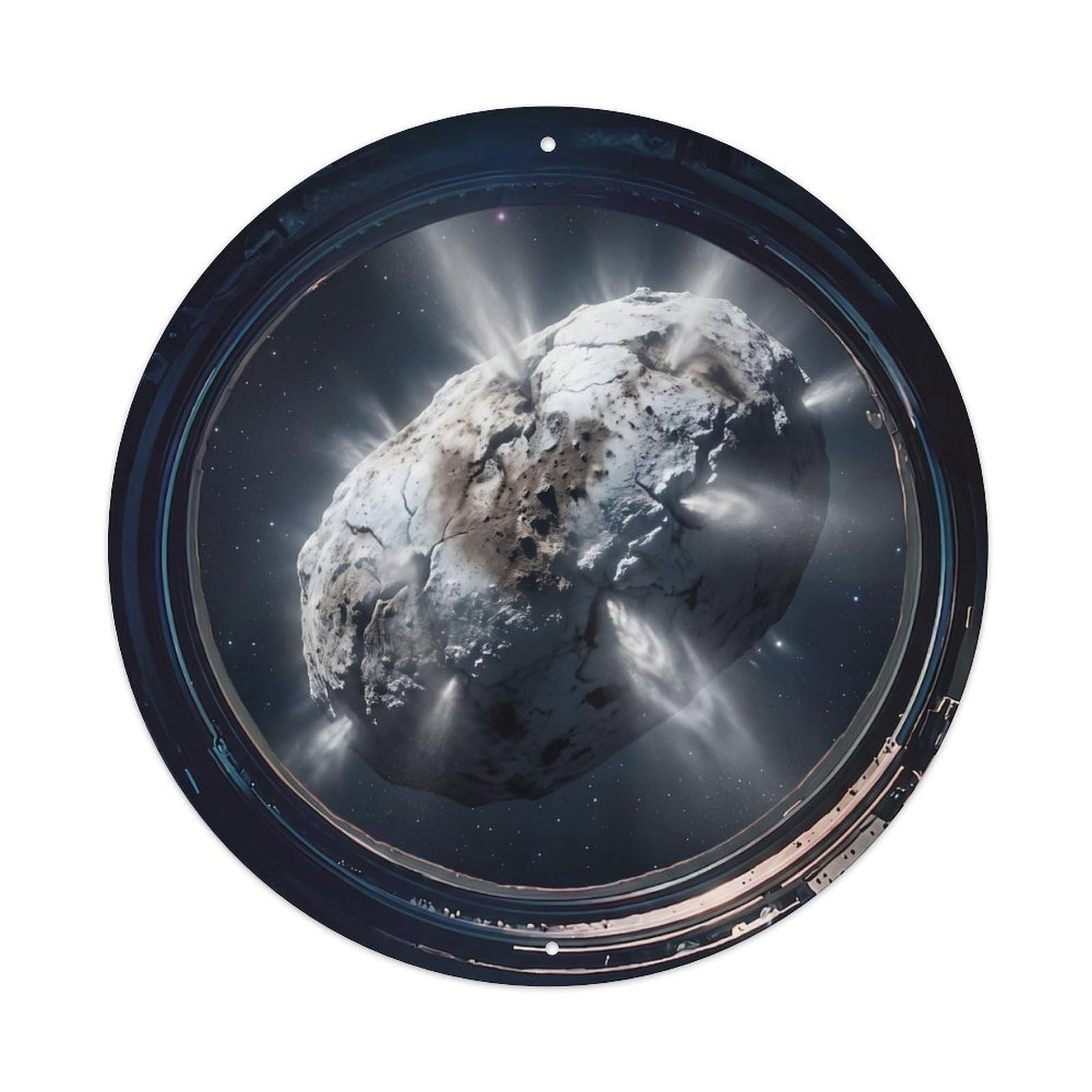 Icy Comet Nucleus Porthole View Metal Tin Sign