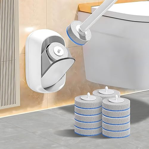Toilet Wand, Disposable Toilet Bowl Cleaner Wand with 18 Toilet Wand Refills, Wall Mounted Toilet Brush, White Disposable Toilet Brush and Holder, Toilet Bowl Cleaning System
