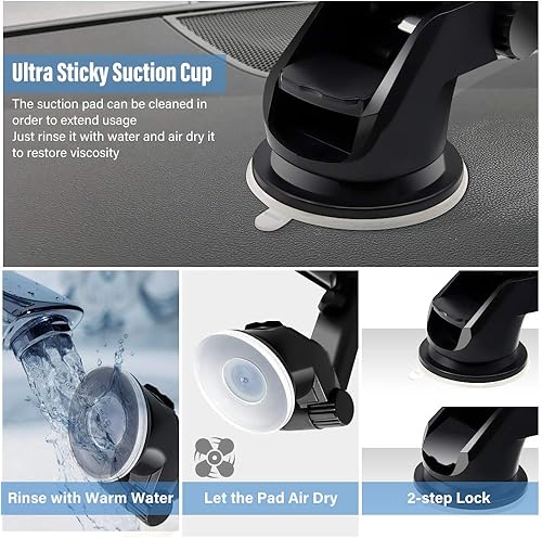 Miniatura 4 de SONKIR Soporte de teléfono para automóvil, tablero de instrumentos y parabrisas, soporte para teléfono celular con diseño de un solo toque, rotación