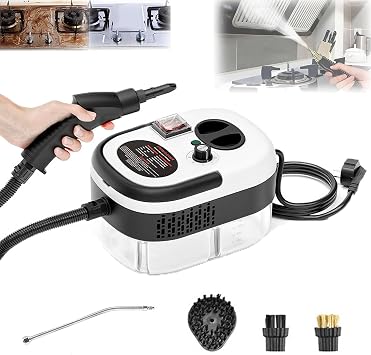 Portable Handheld Steam Cleaner, Professional High-Pressure 1200ml Rapid-Heating Steam Cleaner, 2500 Watt Steam Gun with Brush Head, Maquina De Vapor Para Lavar Motores, for Car Kitchen White