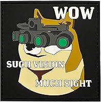 Vista 1 de Wow Such Vision Much Sight Doge Meme - Parche táctico de goma de PVC moral Respaldo de gancho y bucle