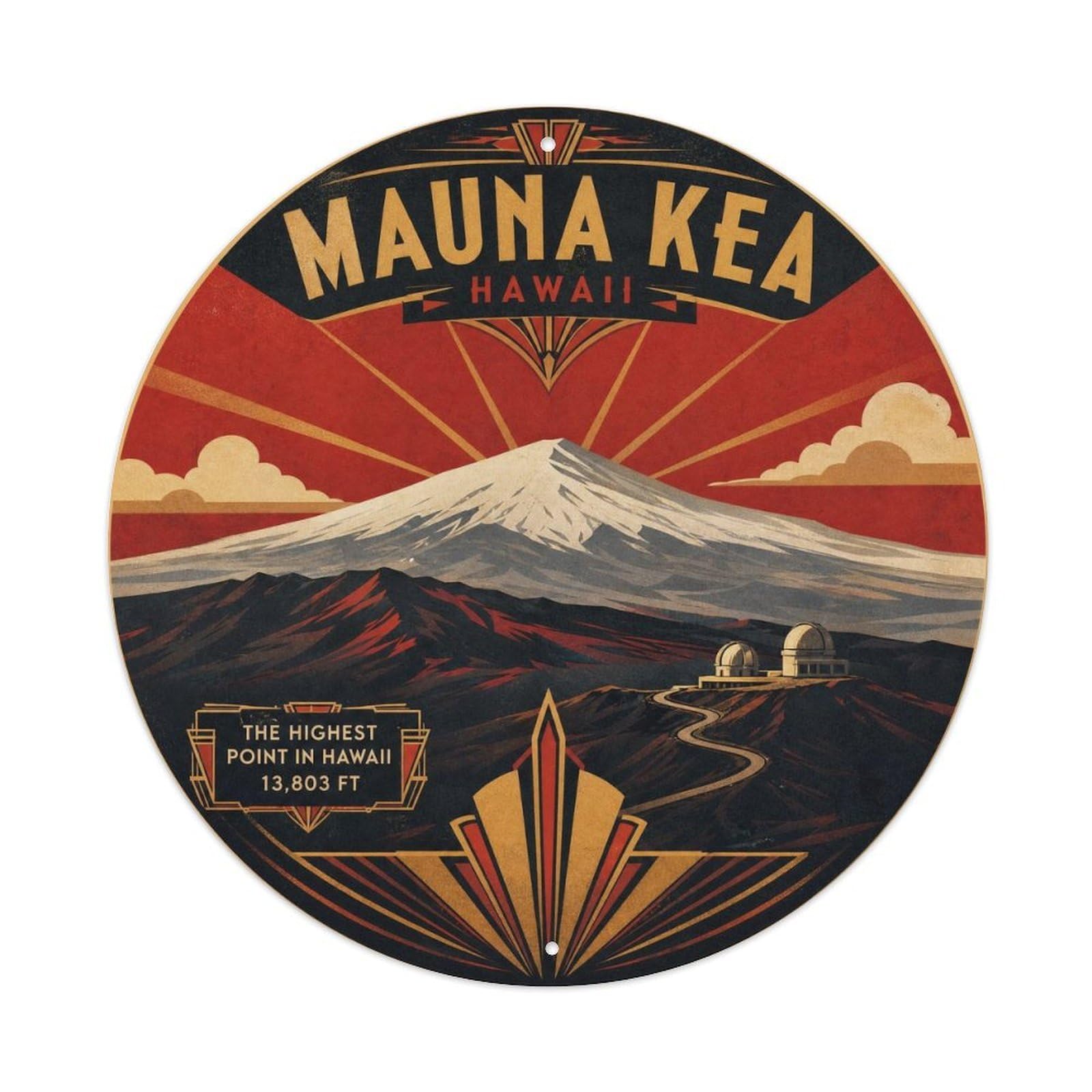 Mauna Kea Summit Hawaii Crater Travel Volcanic Coast Metal Tin Sign