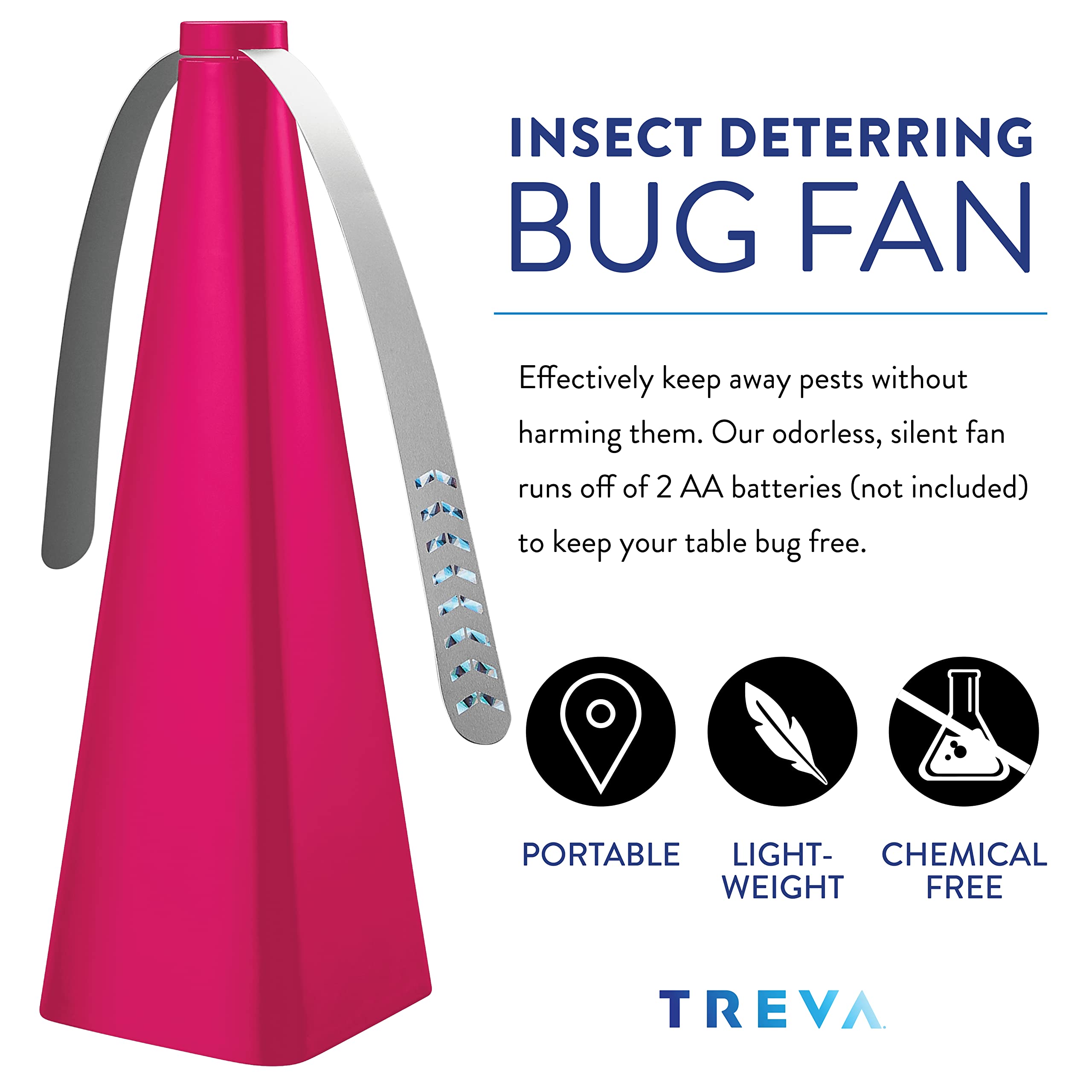 Treva Ventilador antimoscas sin químicos con cuchillas holográficas para limpiar insectos, mosquitos y moscas, ventilador de moscas alimentado por pilas