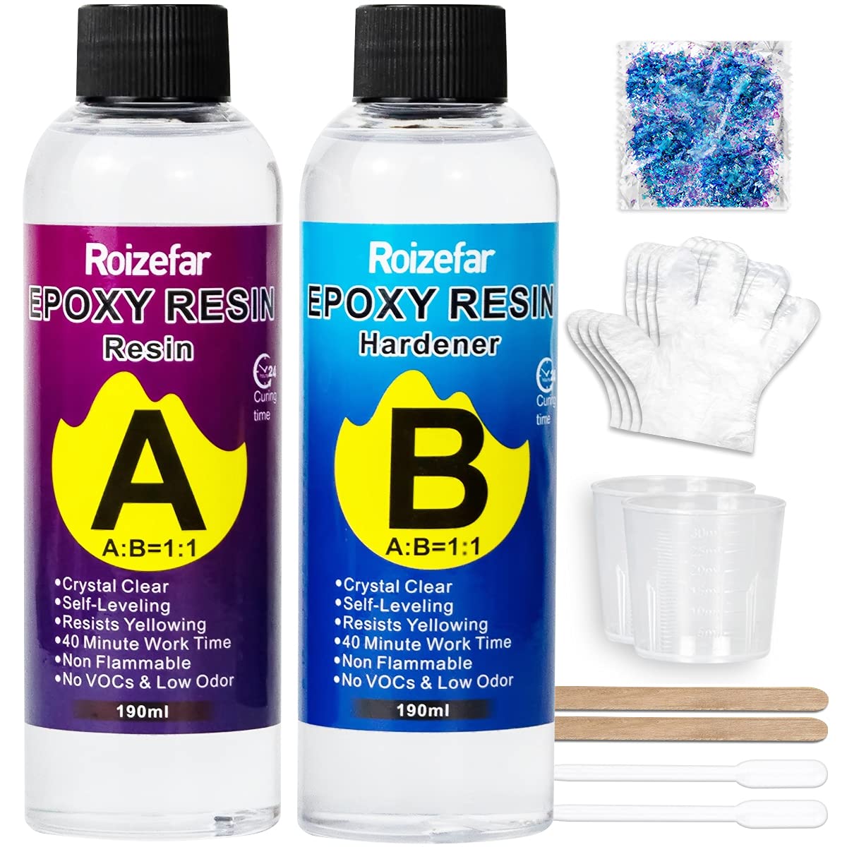 Resina Epoxi Transparente 380 ml, para Bricolaje, Madera, Artesanía, Joyería, Suelos, Obras de Arte, Modelado, Mesas Creaciones Artísticas, Proporción 1:1