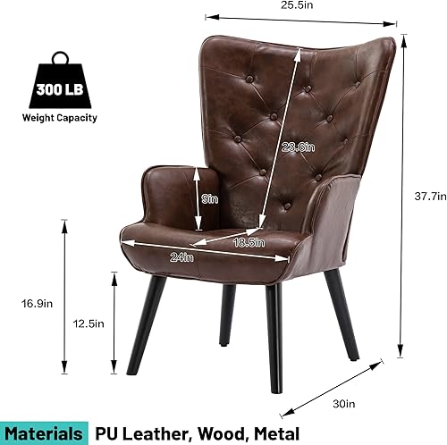 Miniatura 2 de JOYBASE Silla Accent silla moderna de mediados de siglo sillón silla trasera con respaldo alto cómoda silla de lectura sillón para sala de estar