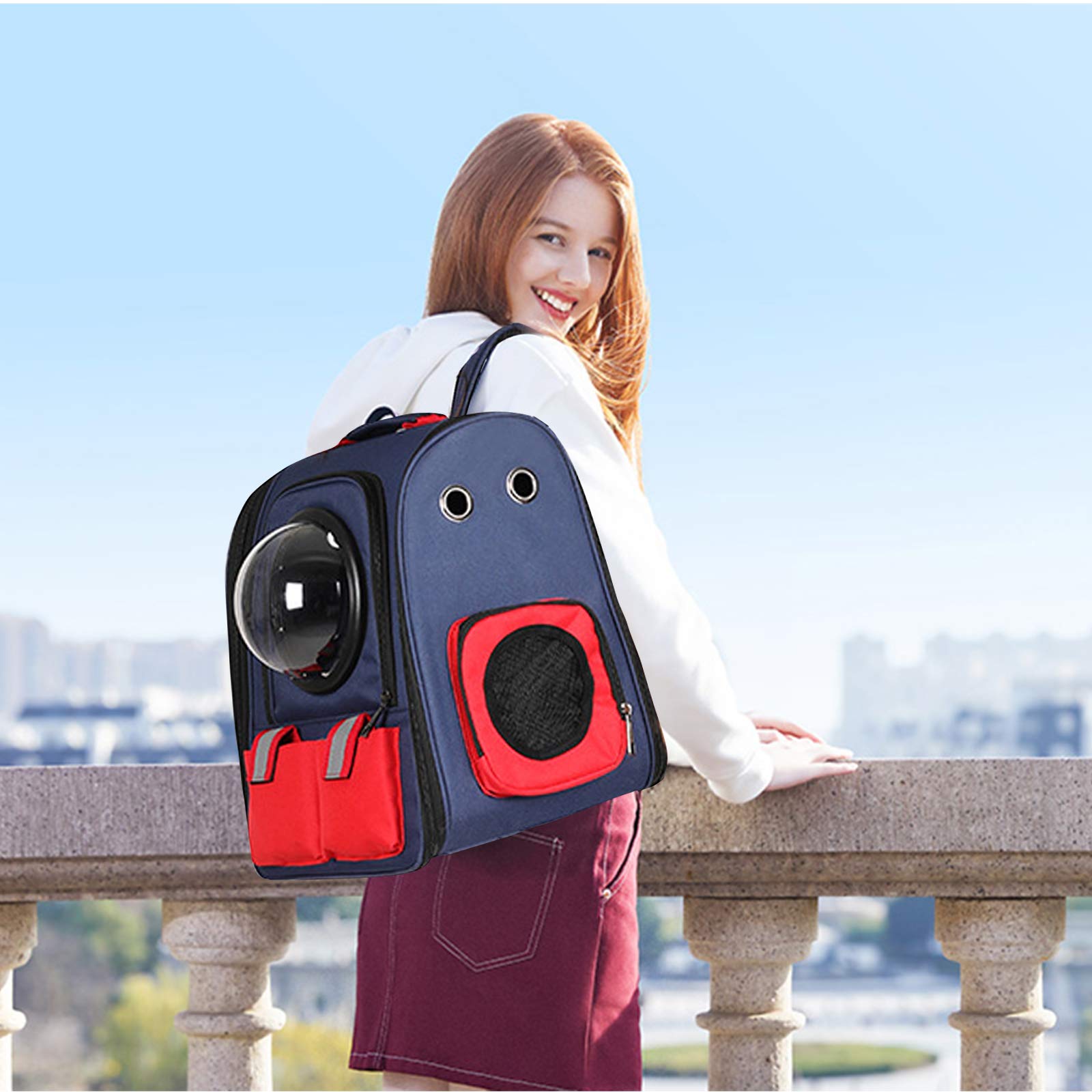 PETCUTE Mochila para Perro Pequeños Bolsa de Transporte para Gatos Transpirable Transparente Mochila Cápsula Espacio para Mascotas Viajes Senderismo Camping