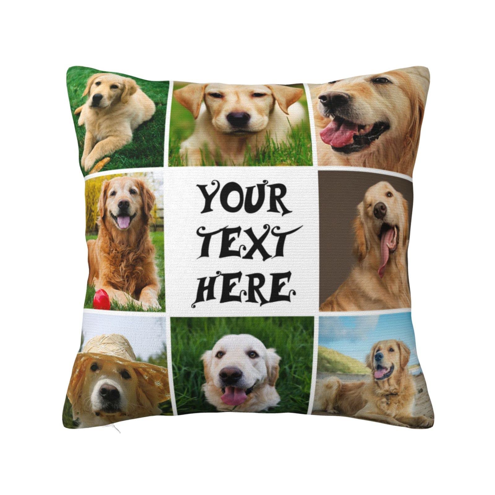 AMAPARK Personalized Pillow Case with Picture Custom Throw Pillow with Any Photo Text Logo Name Decorative Cushion Cover for Bed or Sofa - Picture