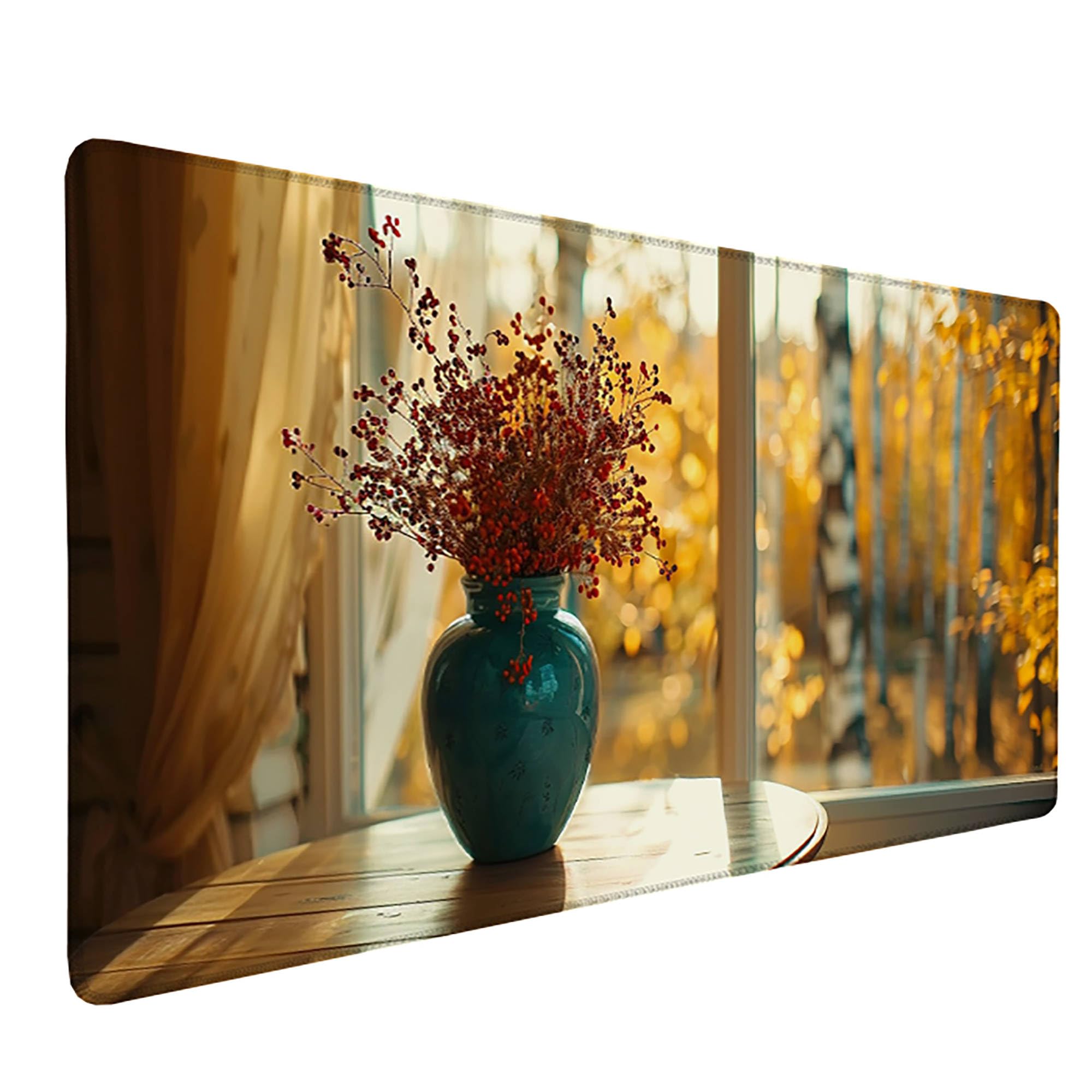 Żółta podkładka pod mysz XXL, podkładka na biurko, 1200 x 600 cm, szyte krawędzie, podkładka pod mysz, antypoślizgowa gumowa podstawa, wazon, podkładka pod mysz dla graczy, stabilna przyczepność na