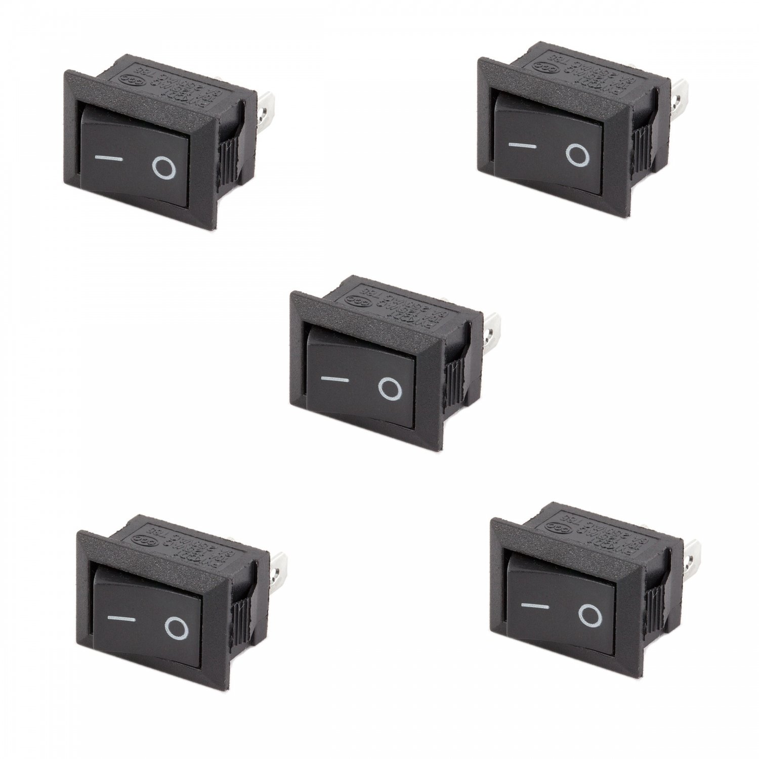 5X SPST ON/Off Black Square I/O Rocker 12V DC Switch Auto/Car/Boat Rectangular