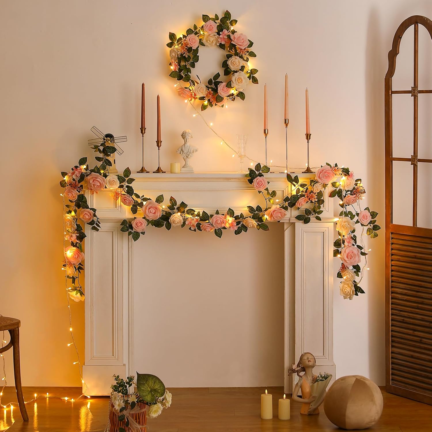 5FT Artificial Rose Flower Burgundy Fake Floral Garland for Wedding Ceremony Backdrop Arch Flowers Table Centerpieces Decorations