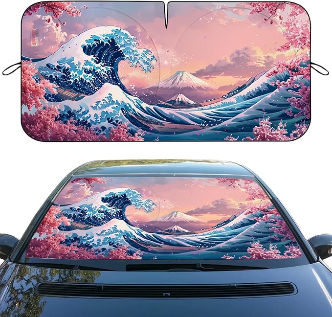 VunKo Front Window Car Sun Shade Windshield- Cat Beach - View #2