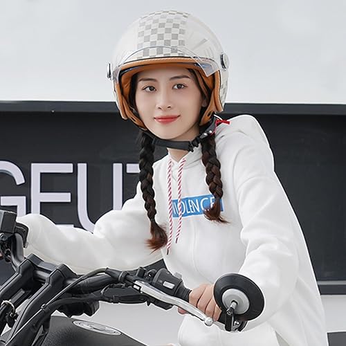 Miniatura 3 de Casco de motocicleta de doble visera 34 de cara abierta para hombres y mujeres, aprobado por DOT, unisex, casco retro para ciclomotor, crucero,