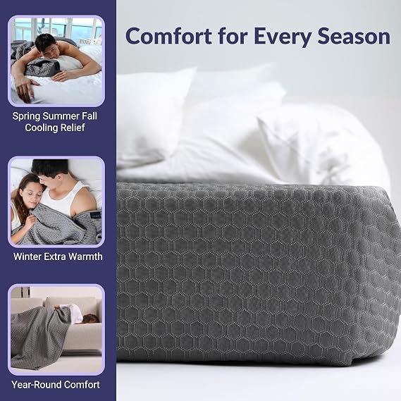 YnM Thermoregulating Blanket for Couples, Suit for Hot Sleeper and Cold Sleeper in One Bed(King/CA King, 90x108 inches, Dark Gey)