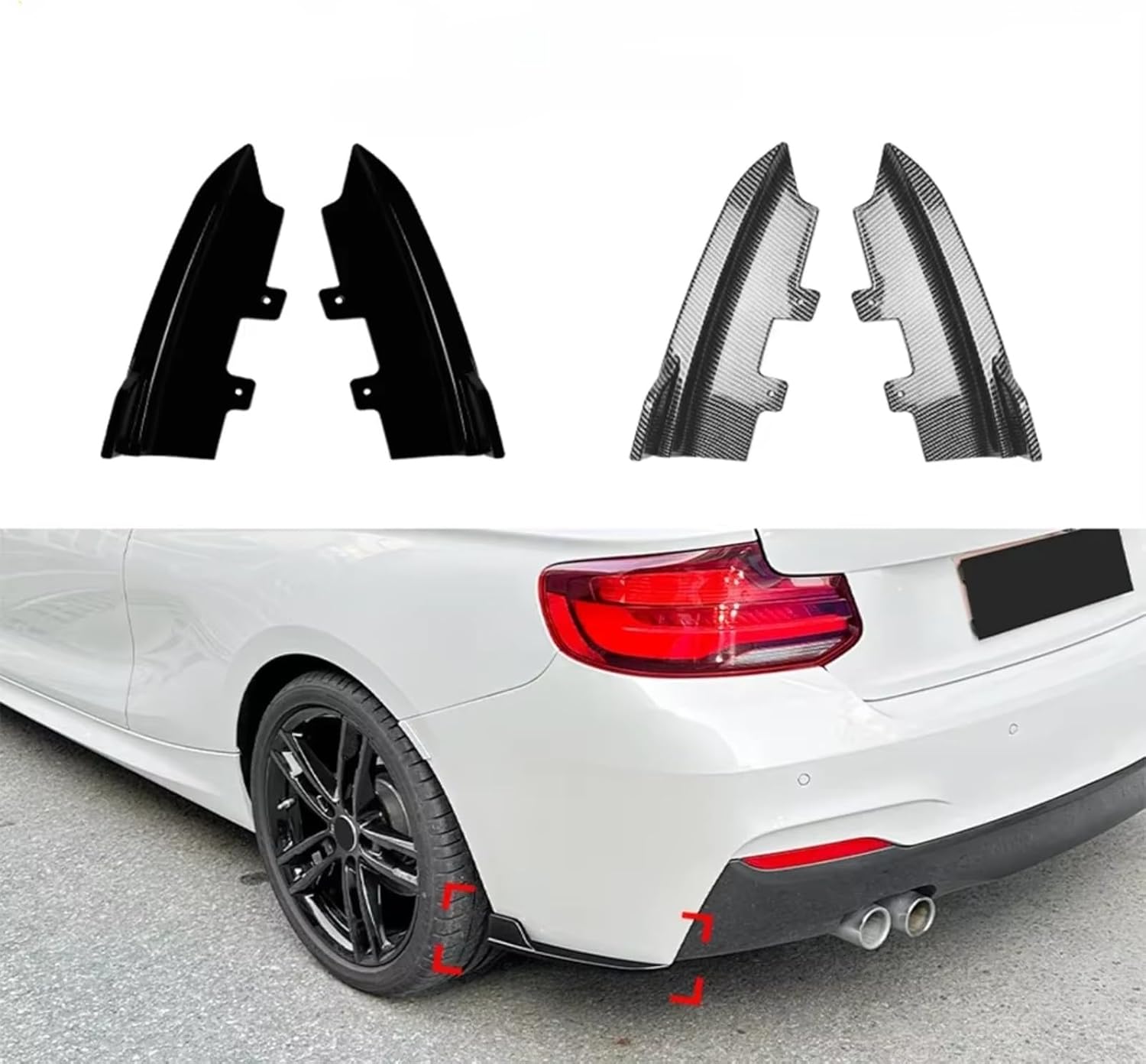 Car Diffuser Valence Side Car Rear Bumper Lip Side Diffuser Spoiler Splitter Cars Body Kits ABS Compatible with 2 Series F22 F23 M 2015 2016 2017 2018 2019(Glossy Black)