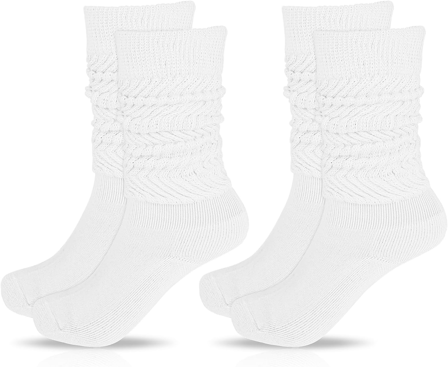 Yolev2 Pairs Women's Slouch Socks Warm Cotton Scrunchie Socks Heavy Knitted Boot Sock Extra Long Stacked Socks Size 9 to 11