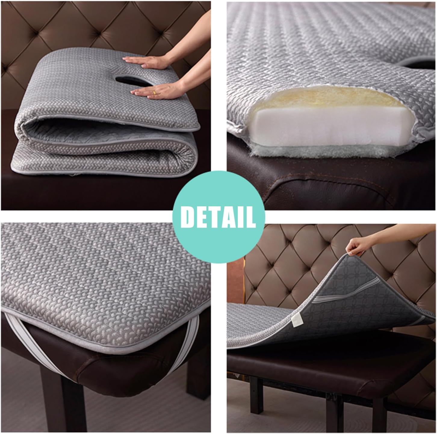 Memory Foam Spa Massage Bed Topper Thicken 3Cm/7Cm Lash Bed Topper with Elastic Band Comfortable Spa Bed Topper with Breath Hole for Massage Accessories Square Head,C/3cm,70 * 190cm(N)