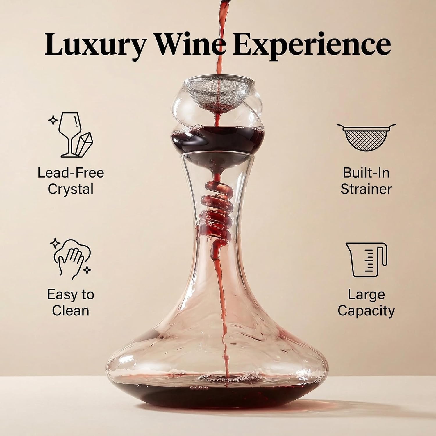 Professional Swirl Wine Decanter Set-67oz, for Wine Collector,Wine Lovers, Aerating Function Help Tannin Softening and Aroma Release of Cabernet Sauvignon, Syrah Wines. Homewarming,Home Bar,Hotel,Club