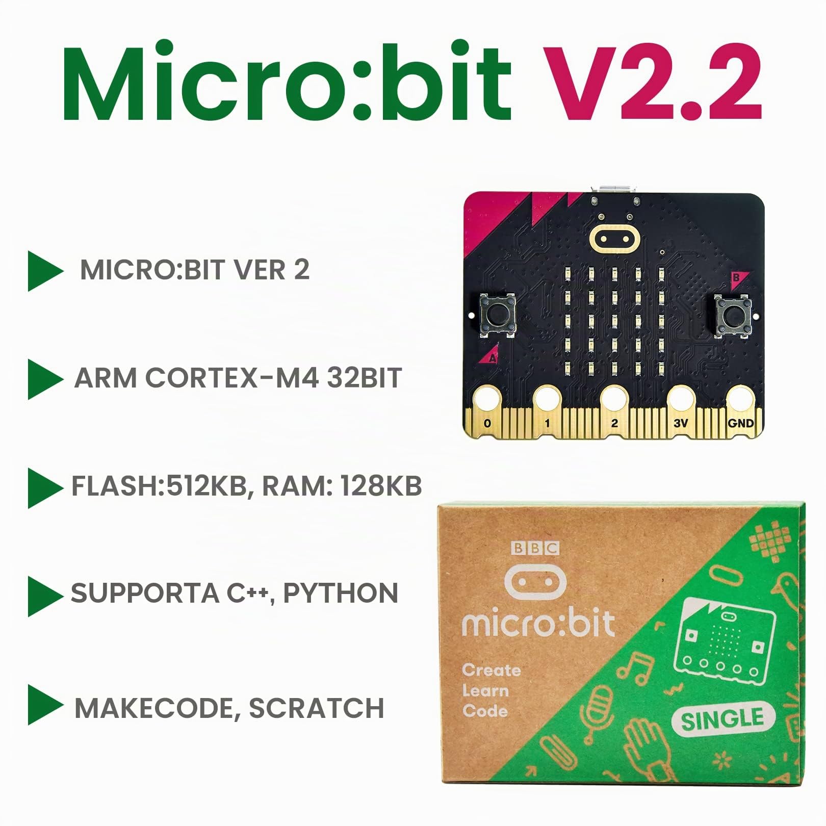 KEYESTUDIO Basic Starter Kit per BBC Micro bit V2.2, Programmazione Grafica Bussola Bluetooth Integrata, Rilevamento Movimento, Codifica Display LED per Adolescenti