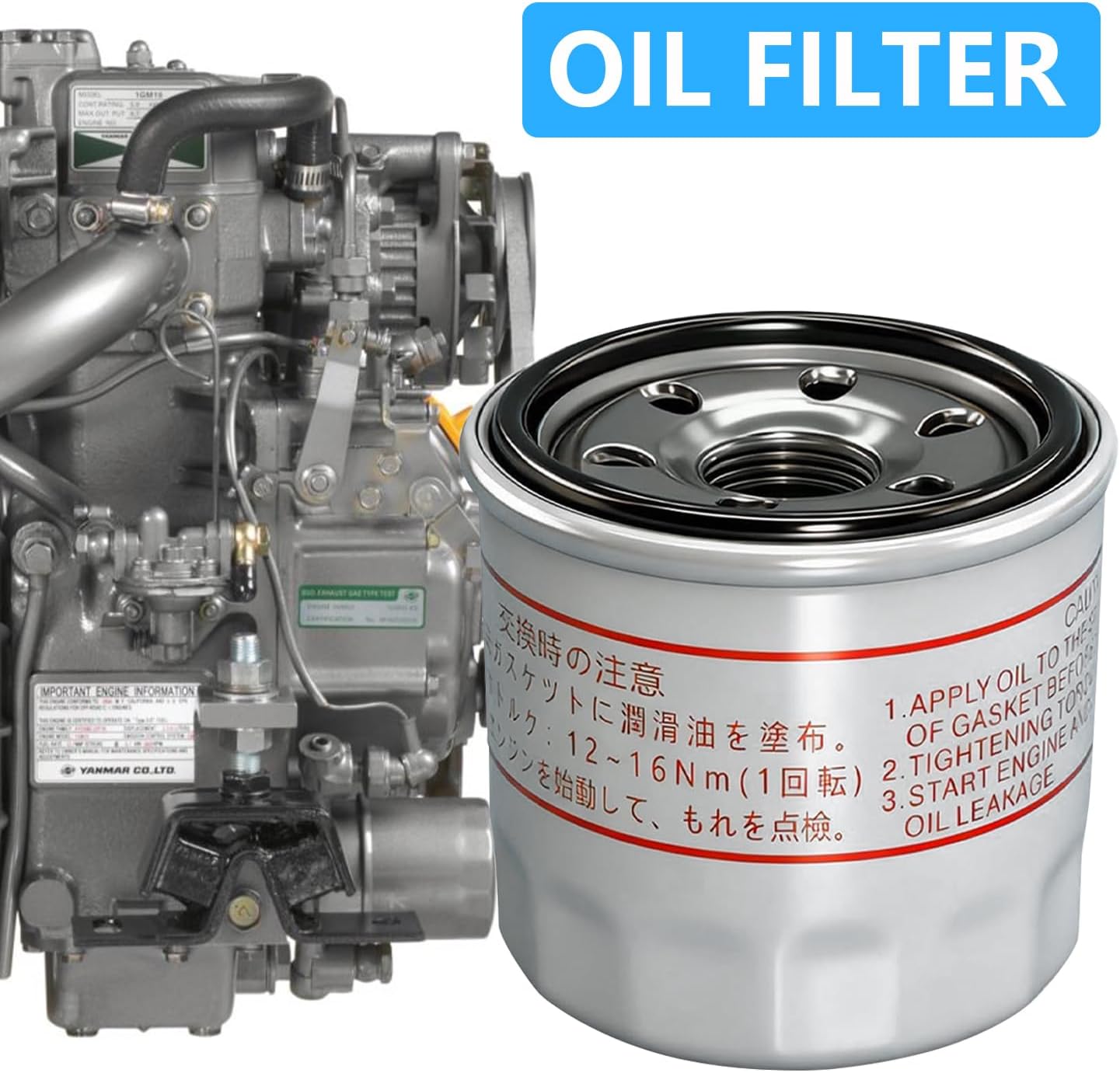2 Pack Oil Filter 119305-35170 Replacement for Yanmar 1GM 2GM 3GM 3JH2 3YM20 3YM30, Replaces 119305-35151