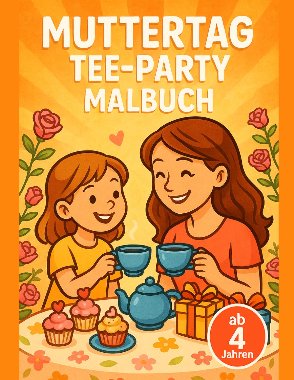 Muttertag Tee-Party Malbuch: Großes einfaches Malbuch für Kinder ab 4 Jahren – dicke Linien, große Bilder und liebevolle Muttertags-Teeparty-Szenen zum Ausmalen