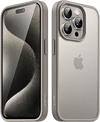 JETech Capa Fosca para iPhone 15 Pro Max 6,7 Polegadas, Proteção Contra Quedas à Prova de Choque, Case Traseira Translúcida Fosca para Telefone, Capinha Anti-Impressão Digital (Titânio Natural)