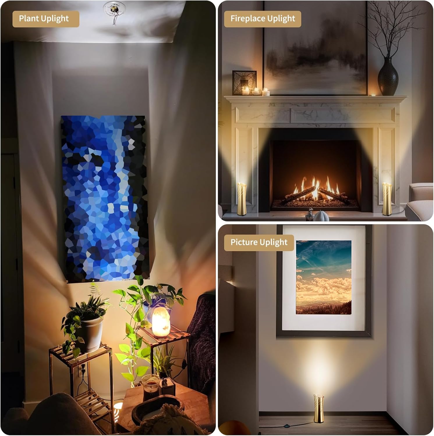 Uplighting Indoor Floor Can Light，Spot Lights with 12W 3000k GU10 Bulbs，Accent Lighting LED Up Lights SpotLights for Home Plant, 5.9 FT Plug Cord & Foot Switch, 2 Pack