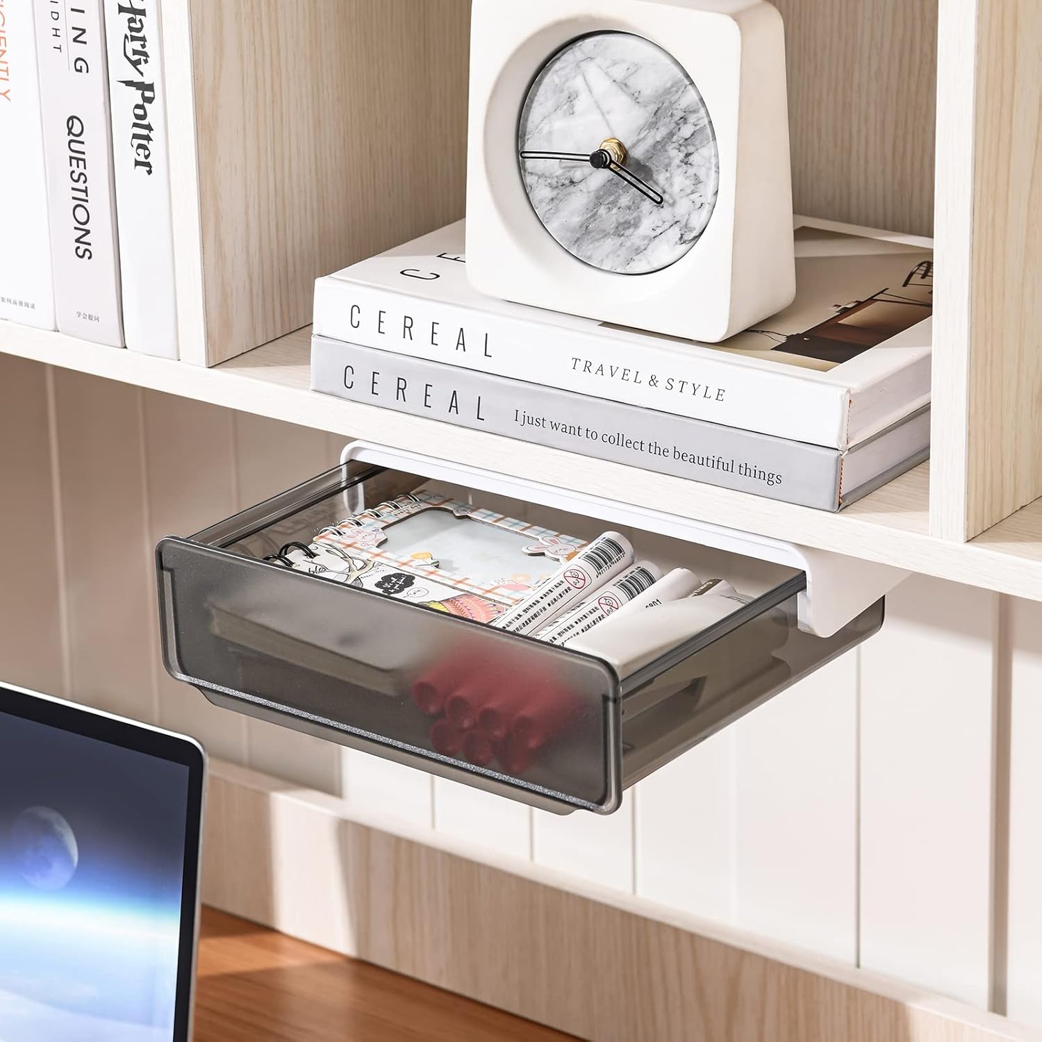 Buy Under Desk Drawer Organizer Slide Out, Stick on Desk Drawer