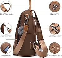 Vista 35 de Mochila impermeable liviana de nailon antirrobo para mujer, Caqui, M