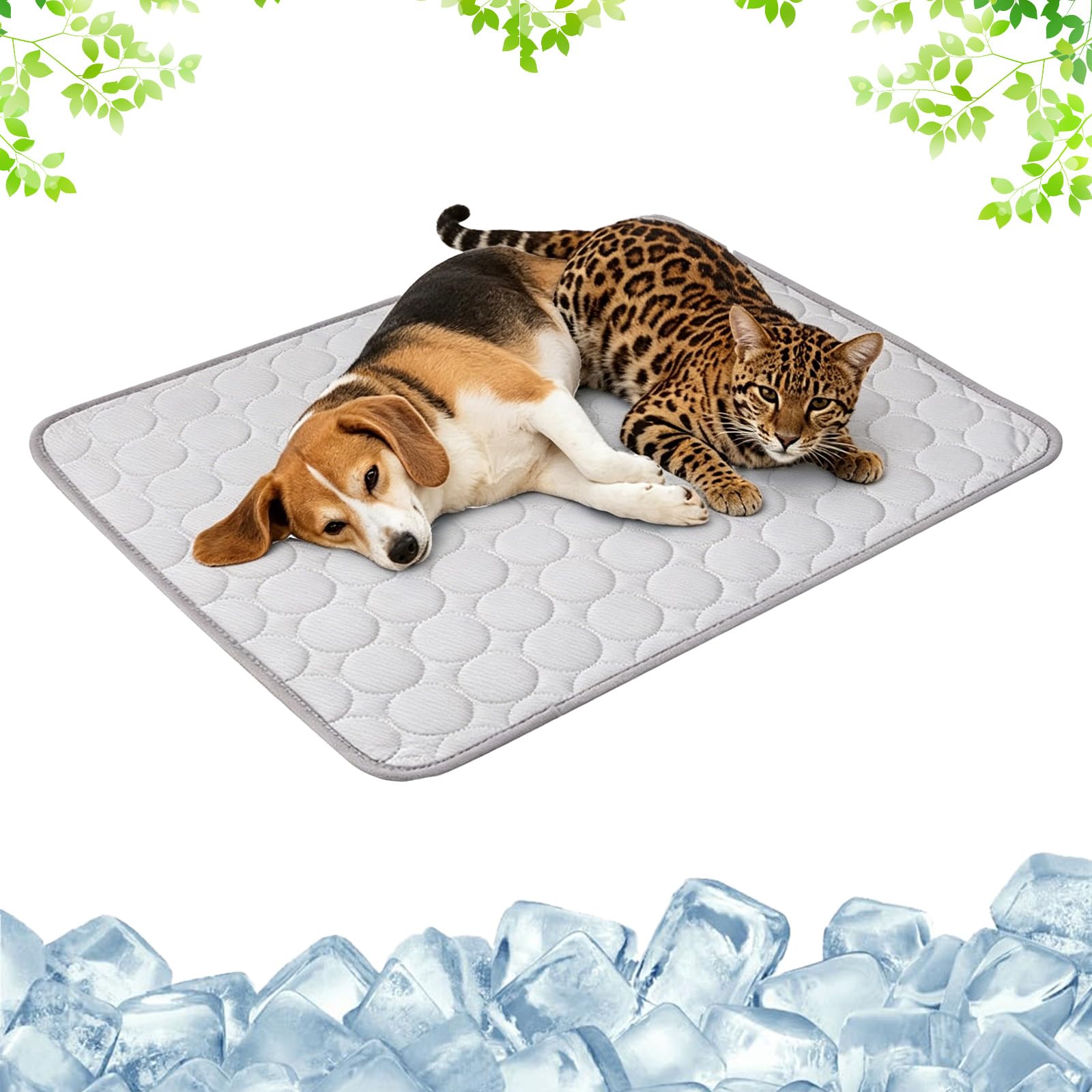 Pet Cooling Mat,Washable Cooling Mat for Cats Dogs,Cool Mat for Dogs Cats in Hot Summer Pet Mats for Home Travel Indoor Outdoor Playing Training，Light grey：L-70x55cm