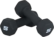 CAP Barbell 5 LB Neoprene Dumbbell Hand Weights - Pair | Black