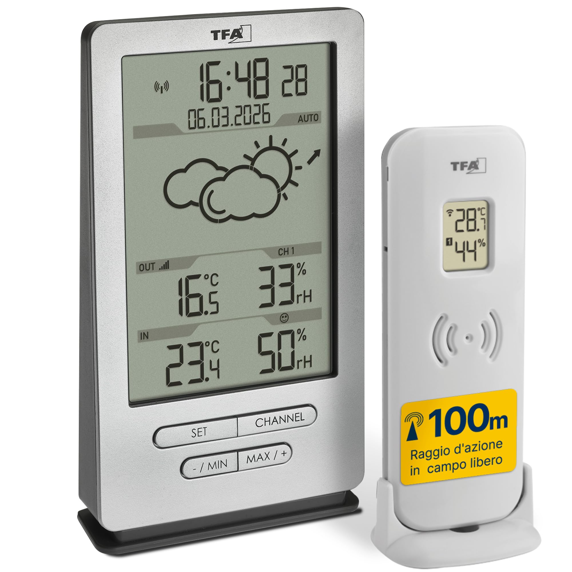 TFA Dostmann stazione meteo wireless 35.1162.54 argento