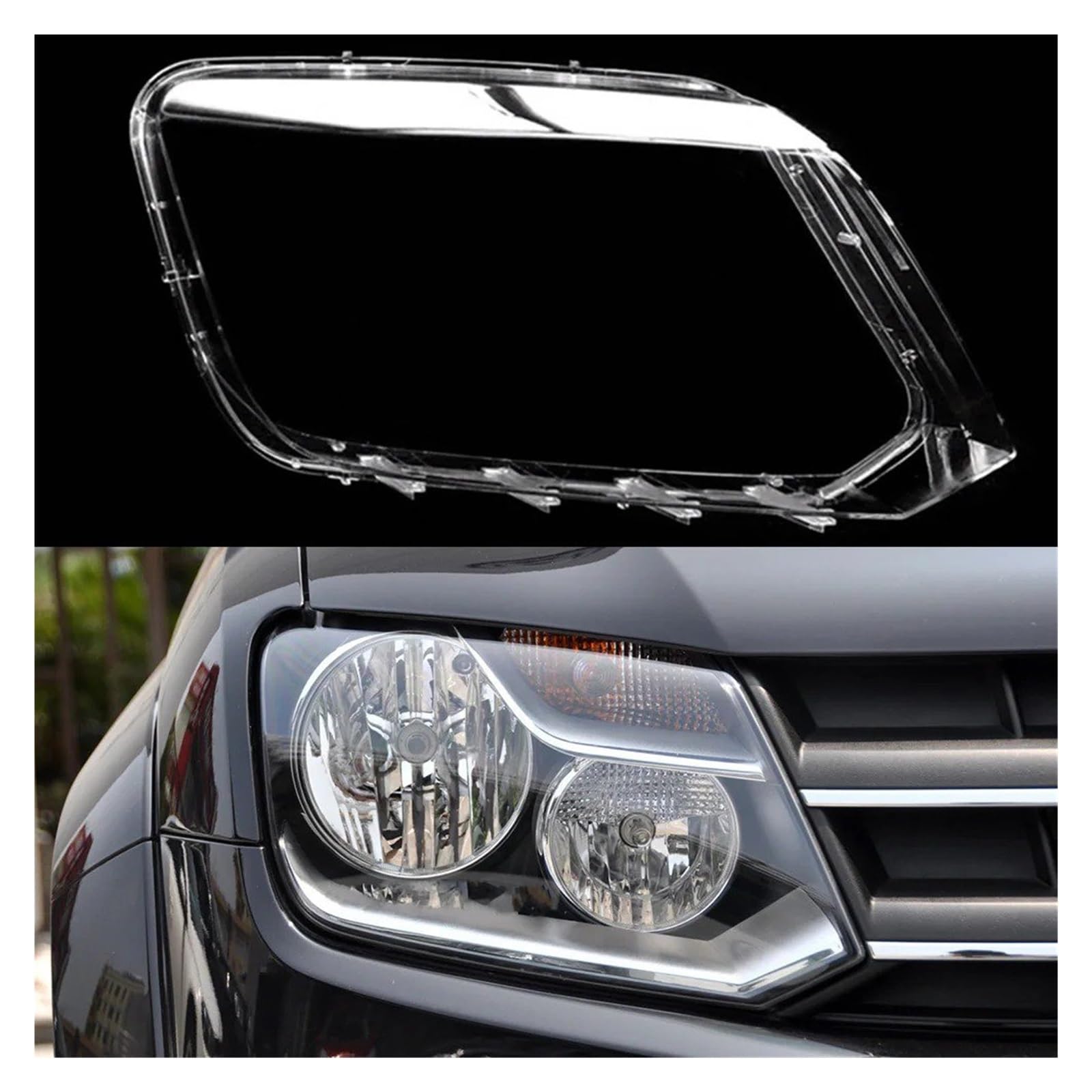 1 Paio per Amarok 2010-2019 Paralume per Fari Auto Copri Lente per Fari Paralume per Fari Trasparenti Faro Lente Paralume