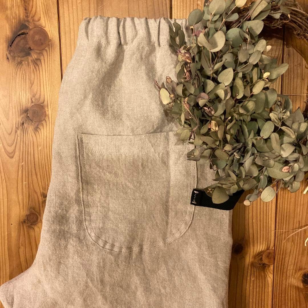 リネンのもんぺ ブラック ハンドメイド リネン もんぺ パンツ