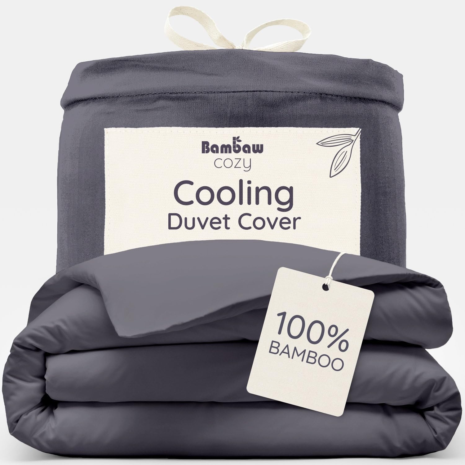 Bambaw Charcoal Bamboo Duvet Cover Single, 135X200 Cm, Cooling Bed Sheets, 100% Bamboo Bedding Single, Mite-Resistant Anti Allergy Bedding, Soft, Breathable & Cool Summer Duvet Cover 135X200 Cm (Charcoal)