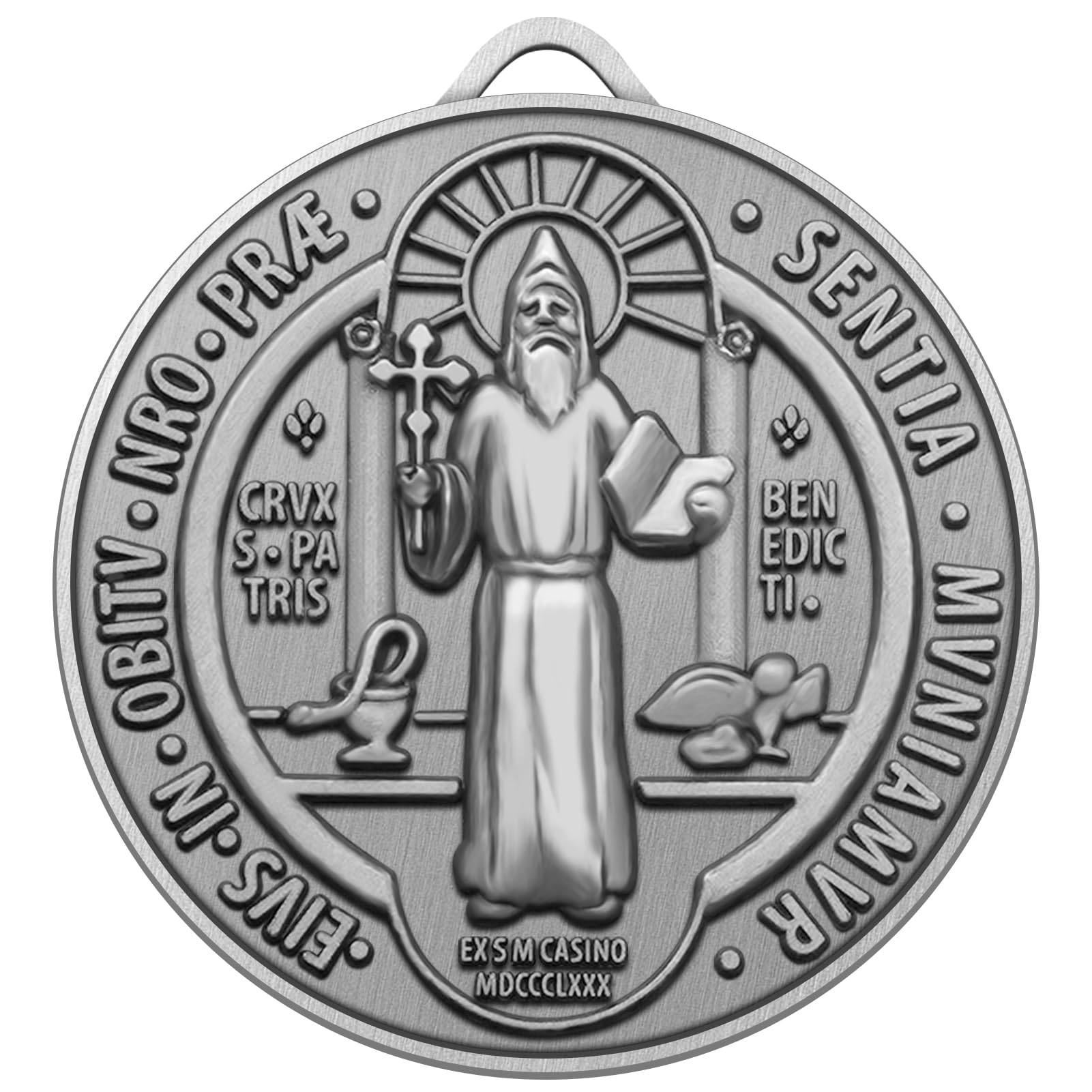 AnwlkiAnwlki St Benedict Home Blessing Medal Saint Benedict Extra Large  Medallion Home Protector Religious Gift for Hanging Door, Wall, Window, Desk