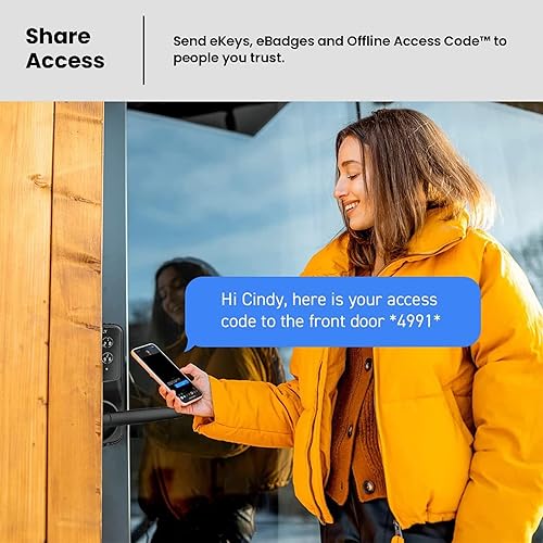 Miniatura 6 de Lockly Secure Plus, cerradura de puerta inteligente Bluetooth, cerradura de puerta de entrada sin llave con asa, teclado PIN Genie, sensor