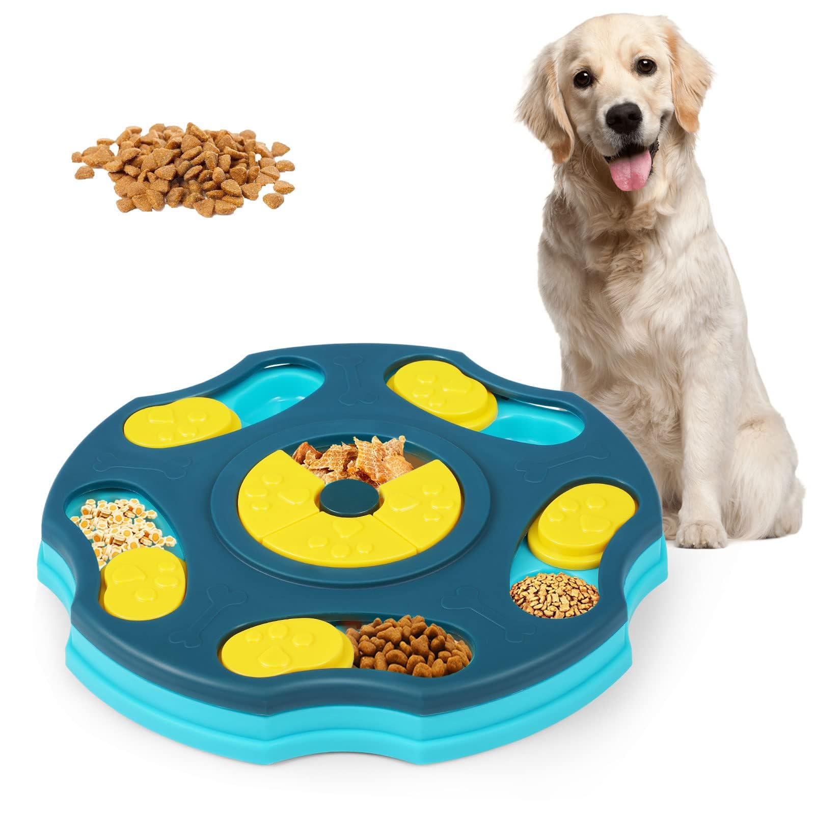 Strixorn Juguete de rompecabezas para perros, juguete para el aburrimiento, rompecabezas interactivo que alimenta a los perros (azul)