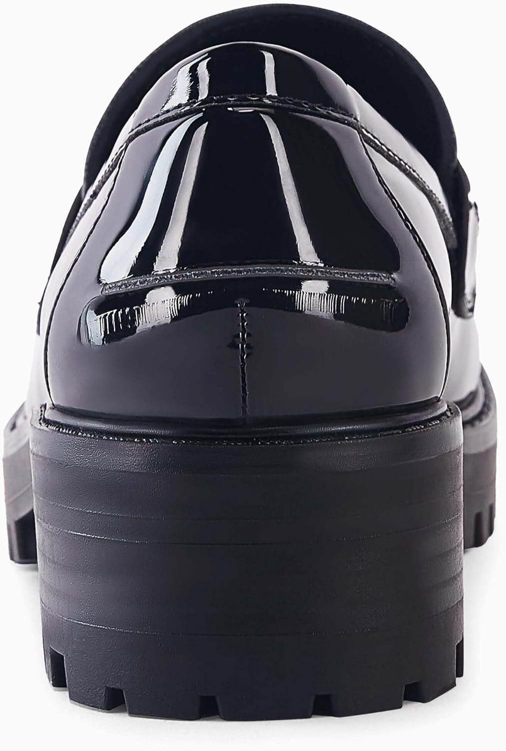 VETASTE Womens Lug Sole Platform Mid Chunky Heel Loafers Classic Round Toe Slip On Office Uniform Oxfords Shoes with Metal Chain - Image 5