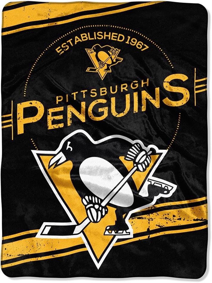Officially Licensed NHL "Stamp" Plush Raschel Throw Blanket, Multi Color, 60" x 80"