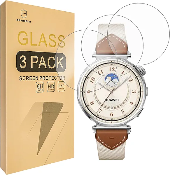 Mr.Shield Screen Protector compatible with HUAWEI Watch GT 5 GT5 [41mm] [Tempered Glass] [3-PACK] [Japan Glass with 9H Hardness]