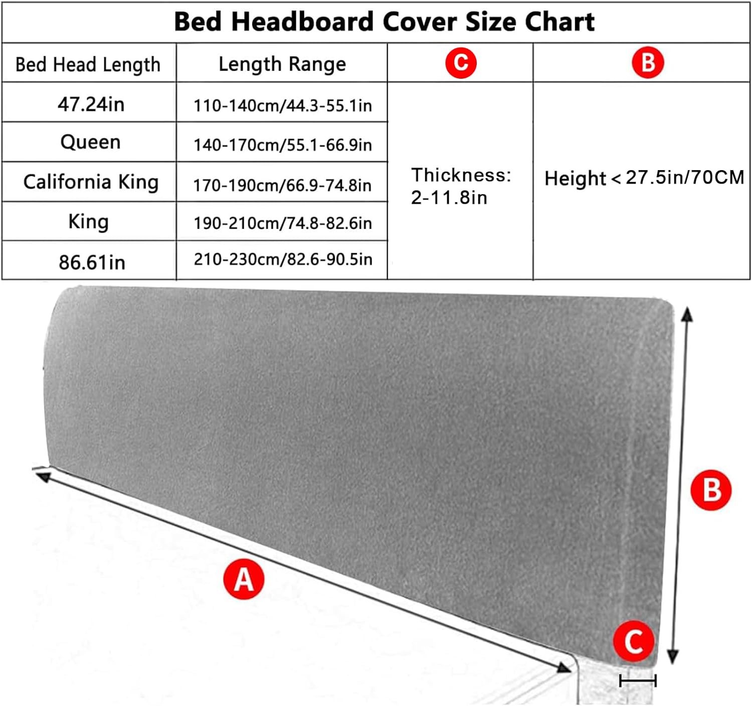 EFELIM Stretch Headboard Covers Full Queen King Size Bed Headboard Slipcover Jacquard Bed Head Cover Dustproof Protector for Upholstered Wood Headboard Cover (Grey,190-210cm/75-82.6in)