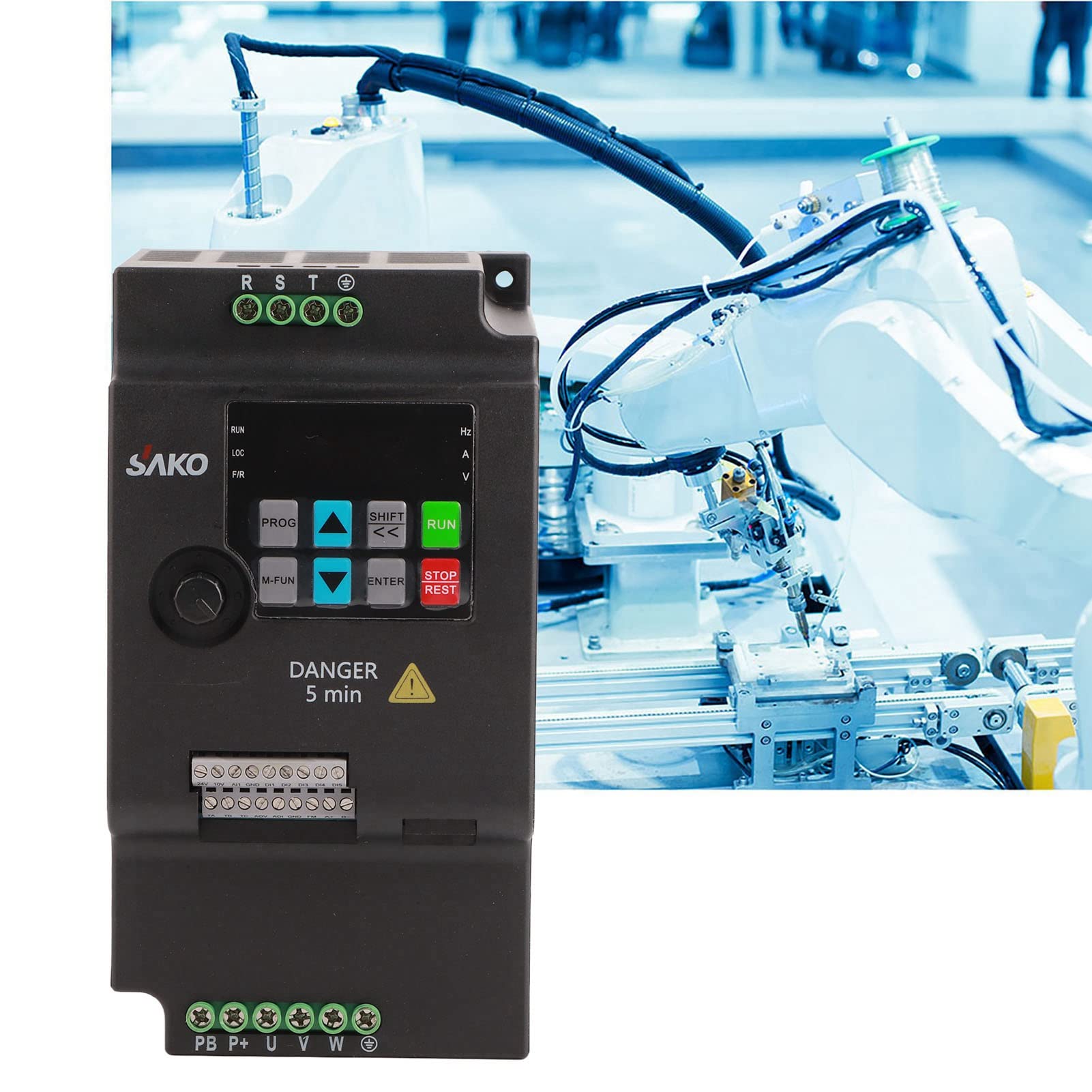 SKI780-5D5G-4 Frequenzumrichter, 5,5 KW, 380V, 3-Phasen-Eingang/Ausgang | Frequenzumrichter für leichte Anwendungen, Stromvektorregelung, 13 A, 180 x 115 x 95 mm, Angepasste Motorleistung 5,5 kW